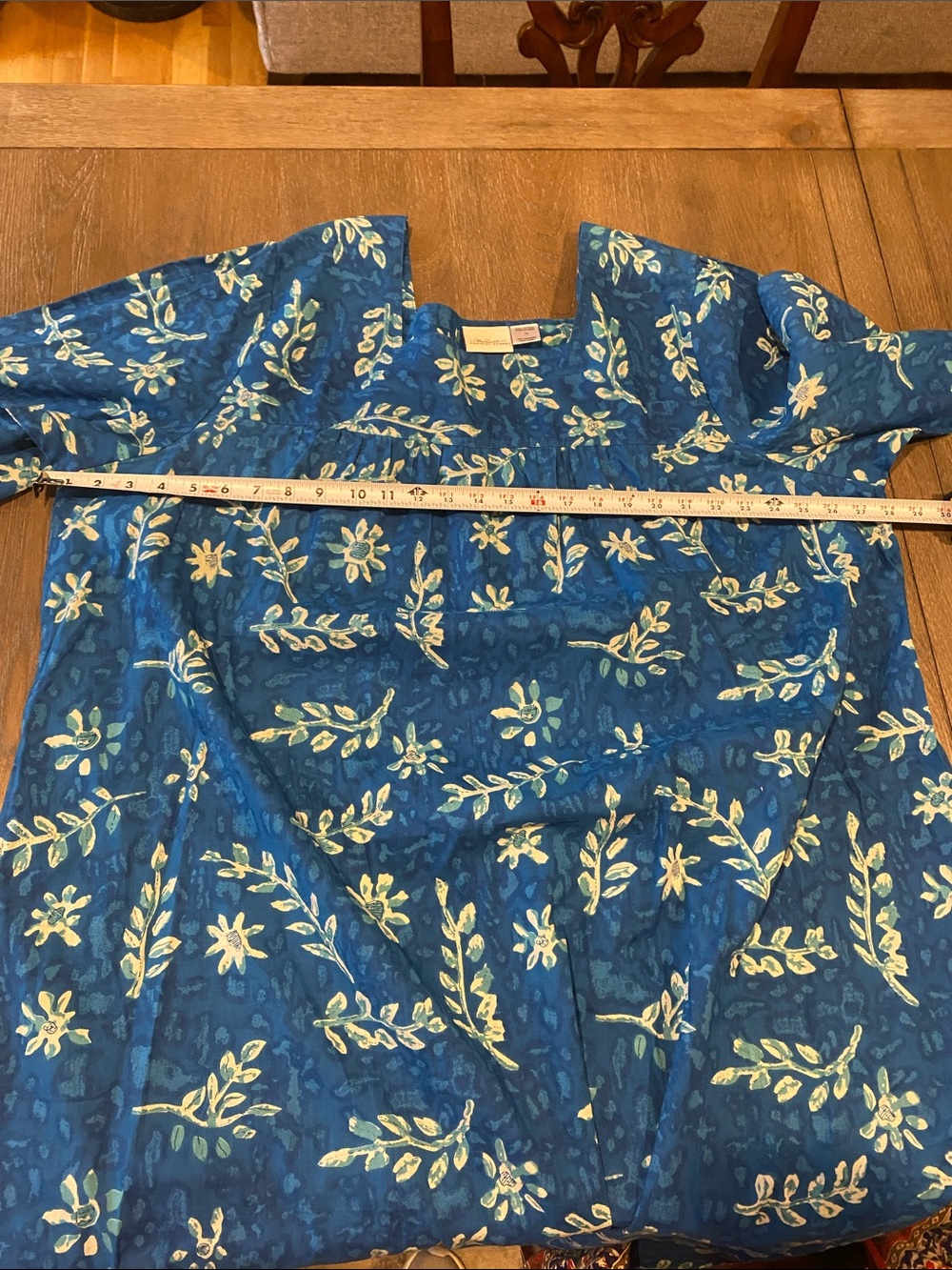 The Vermont Country Store Blue Floral Print Cotton Dress - Picture 9 of 11